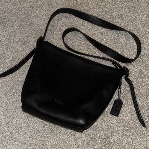 Coach Pebbled Black Leather Shoulder Bag